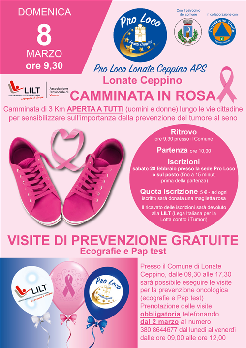 Camminata in rosa e visite di prevenzione gratuite