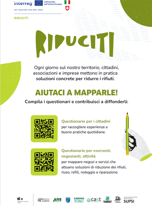 Invito alla collaborazione per la mappatura di buone pratiche ed attività di prevenzione rifiuti sul territorio della provincia di Varese e del Canton Ticino â€“ Progetto RIDUCITI